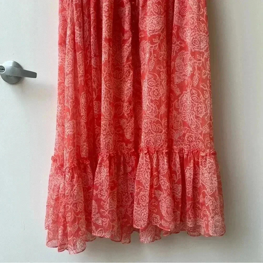 MISA Los Angeles Parisa Maxi Dress - Coral Pink White Floral Pattern - Size S - Picture 8 of 12